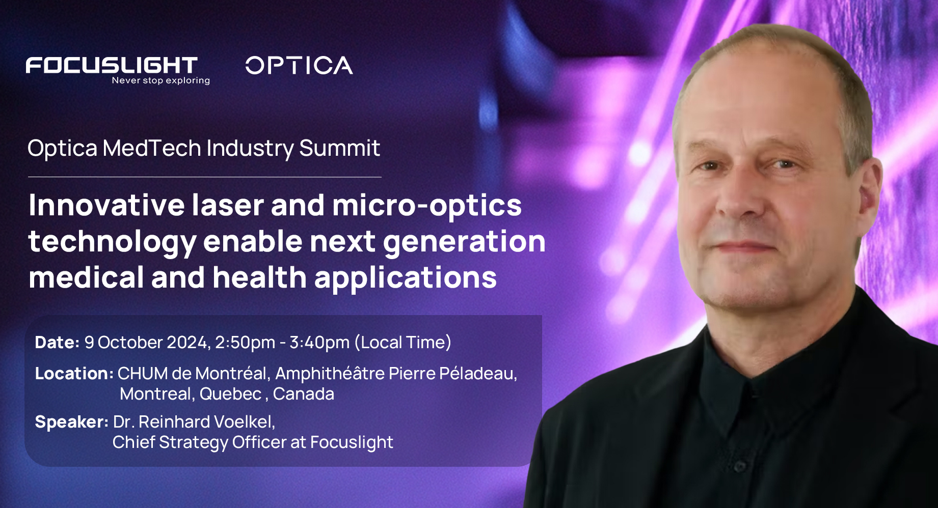  Presentation | Innovative laser and micro-optics technology enable next generation medical and health applications