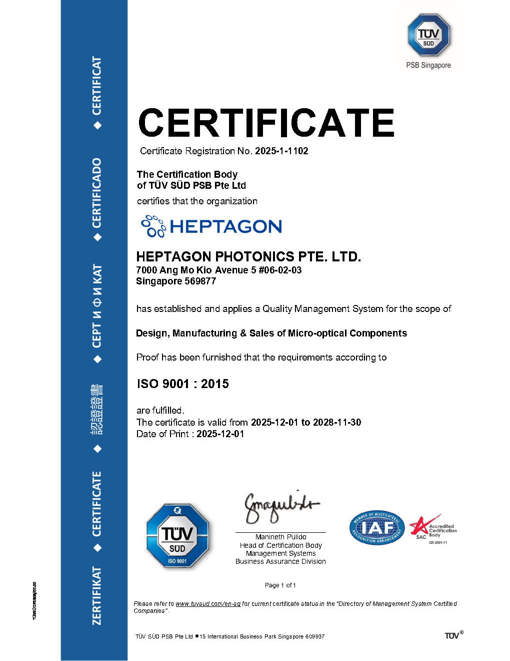 ISO 9001 (Singapore)
